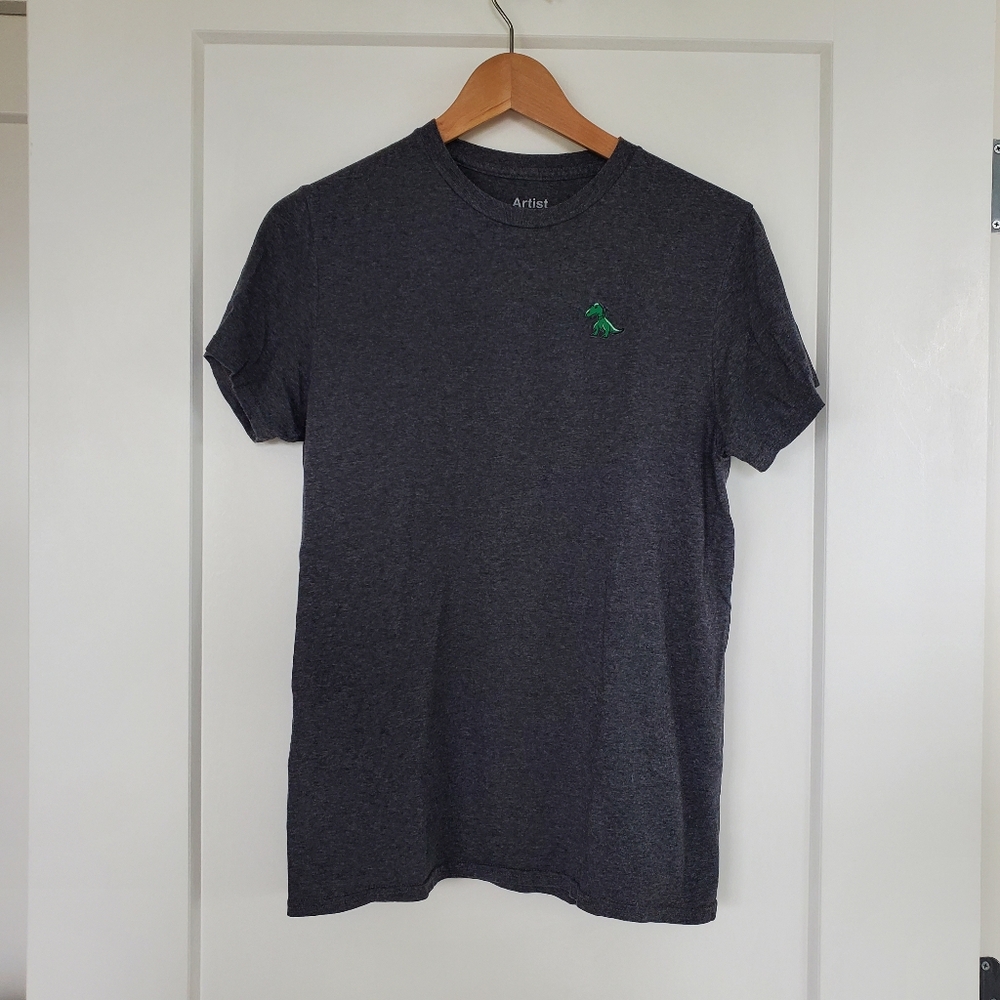 Artist Union Gray Tee with Dinosaur | Unisex Size Small